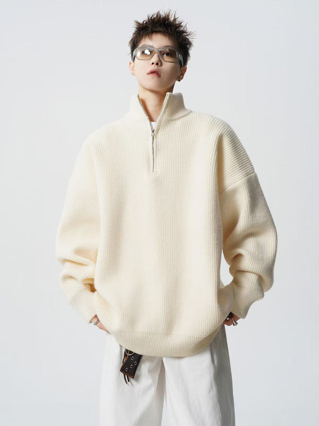 Damen Urbaner Oversized Pullover mit Stehkragen Echoarchiv