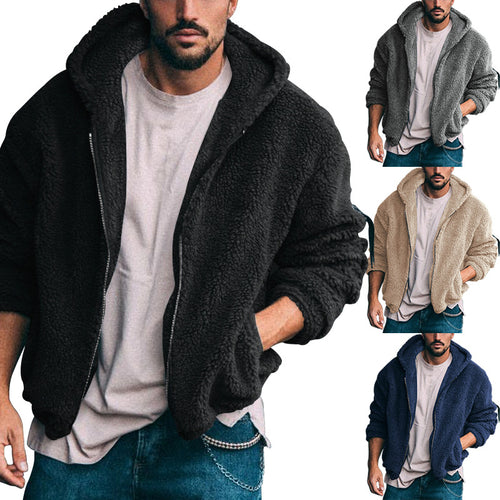 Herren kuschelige Teddyjacke mit Kapuze Echoarchiv