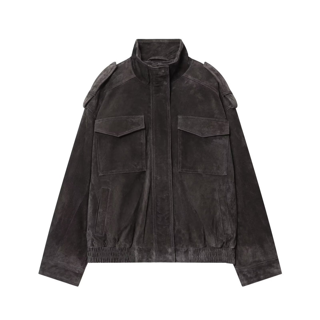 Damen Wildleder-Fieldjacke mit Stehkragen, Epauletten und aufgesetzten Brusttaschen Echo Archiv