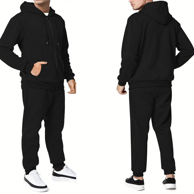 Herren zweiteiliges Zip-Hoodie und schmal zulaufende Jogginghose aus French Terry – Marzano