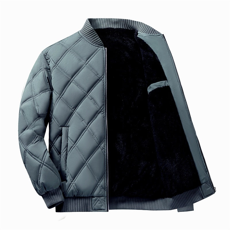 Herren gesteppte Bomberjacke mit wärmendem Teddy-Innenfutter, Rautensteppung & Utility-Ärmeltasche Echoarchiv