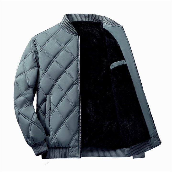 Herren gesteppte Bomberjacke mit wärmendem Teddy-Innenfutter, Rautensteppung & Utility-Ärmeltasche Echoarchiv
