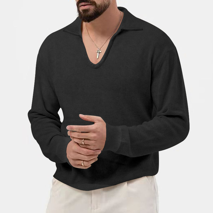 Herren eleganter Pullover mit V-Ausschnitt und strukturiertem Design Echoarchiv