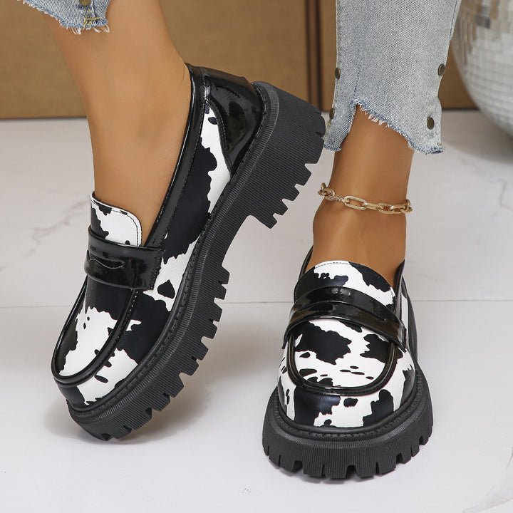Damen Chunky-Loafer mit Zebramuster, Lackbesatz und profilierter Lug‑Sohle Echo Archiv