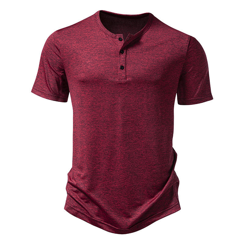 Herren Kurzarm-Henley-T-Shirt mit hochwertiger Baumwolle Echoarchiv