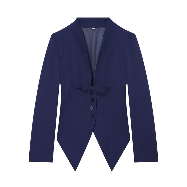 Damen Taillierter Cropped-Blazer mit spitzem Zipfelsaum und tiefem V-Ausschnitt Echo Archiv