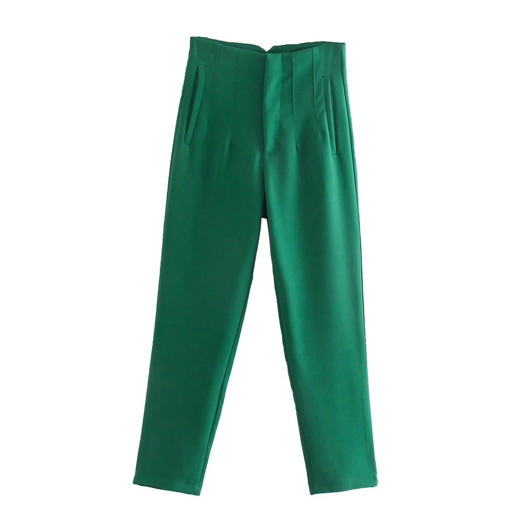 Damen Hochtaillierte tapered Anzughose mit Bügelfalte und Paspeltaschen Echo Archiv