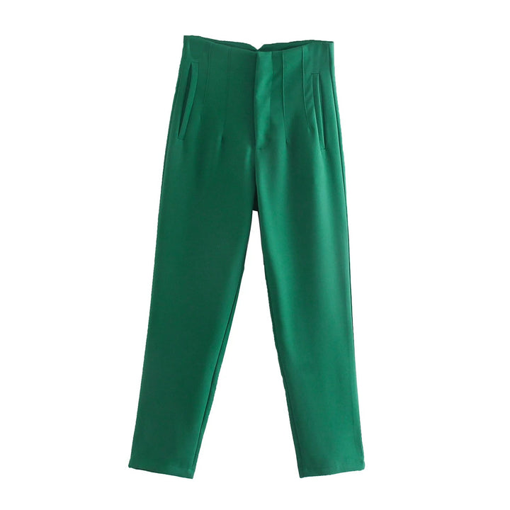 Damen Hochtaillierte tapered Anzughose mit Bügelfalte und Paspeltaschen Echo Archiv