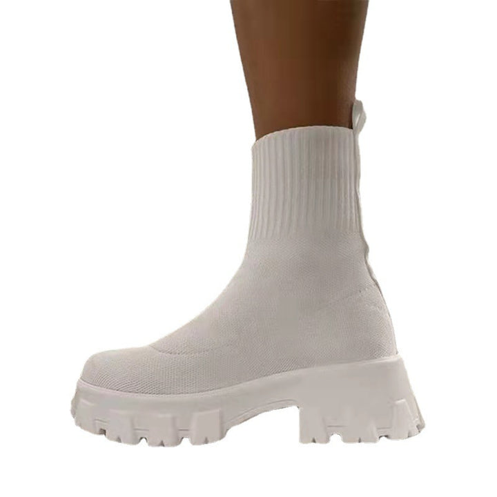 Damen Sock-Ankle-Boots mit grobem Offroad-Profil und elastischem Strickschaft Echo Archiv