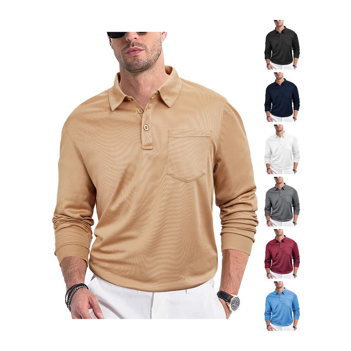 Herren Polohemd mit modernem Strukturdesign und praktischer Brusttasche Echoarchiv