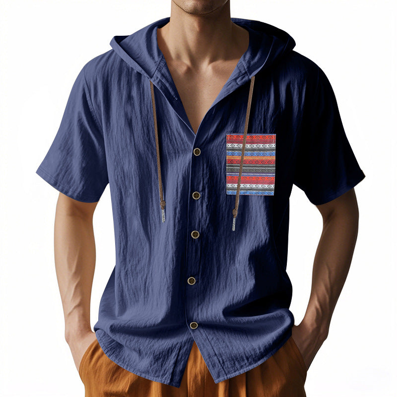 Herren leichtes Kapuzenshirt mit buntem Muster und strukturierter Oberfläche Echoarchiv