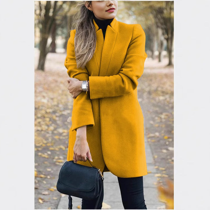 Damen nan taillierter Longblazer-Mantel mit Stehkragen und verdeckter Verschlussleiste Echo Archiv