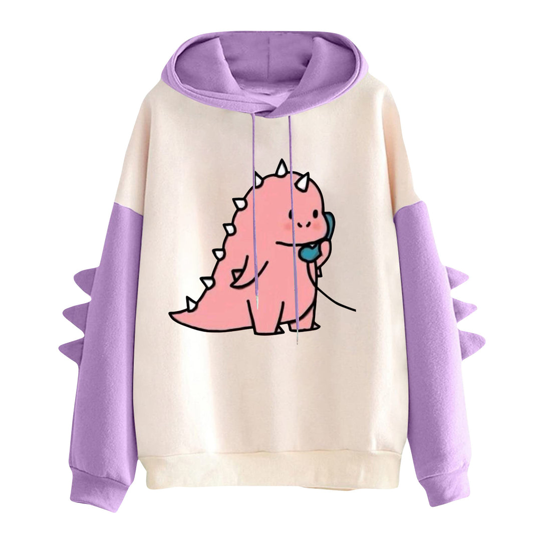Damen Kapuzenpullover mit niedlichem Frosch-Motiv, Kängurutasche und volumigen Ärmelapplikationen – Auréline