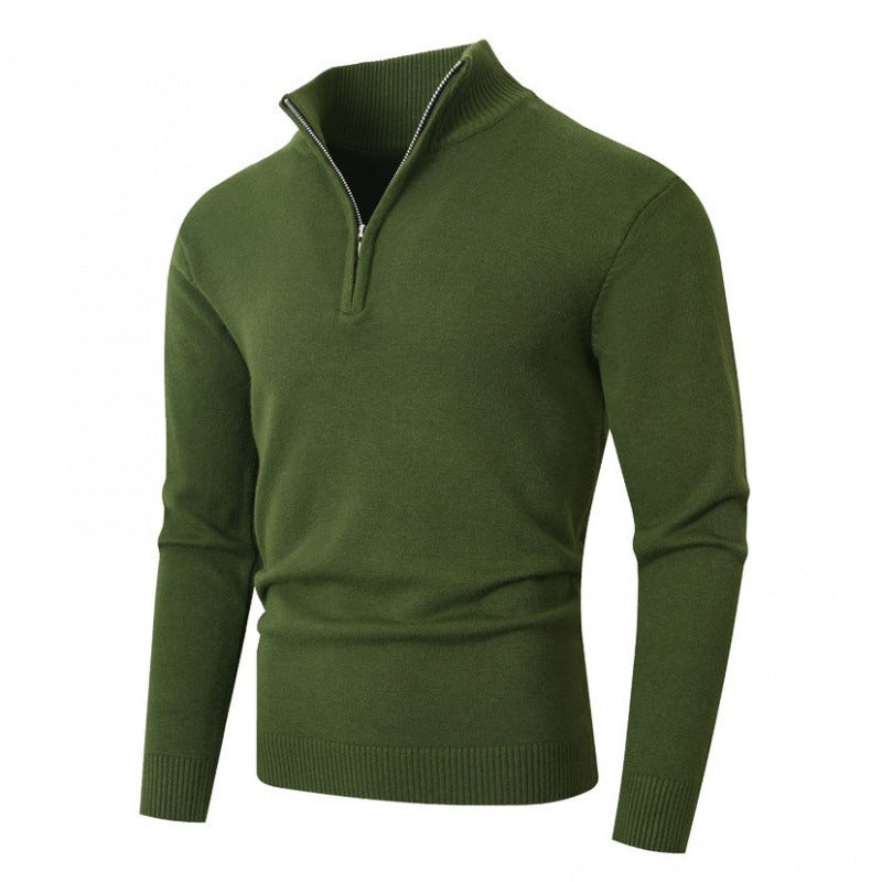 Herren modischer Strickpullover mit hohem Kragen und Reißverschluss Echoarchiv