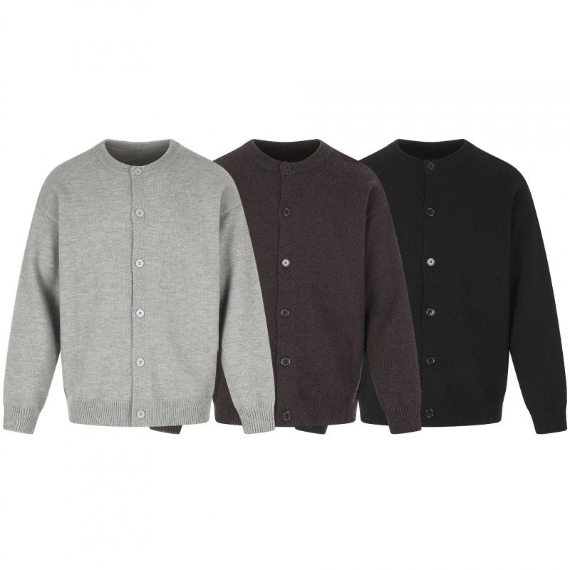 Unisex Boxy-Strickcardigan mit Rundhalsausschnitt und durchgehender Knopfleiste Echo Archiv