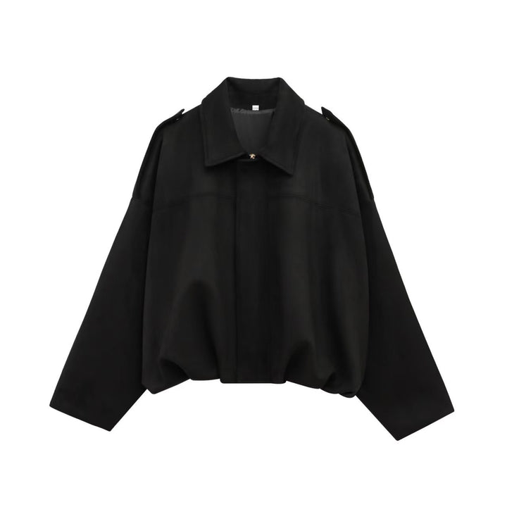 Damen Cropped Boxy‑Übergangsjacke im Wildlederlook mit Epauletten Echoarchiv