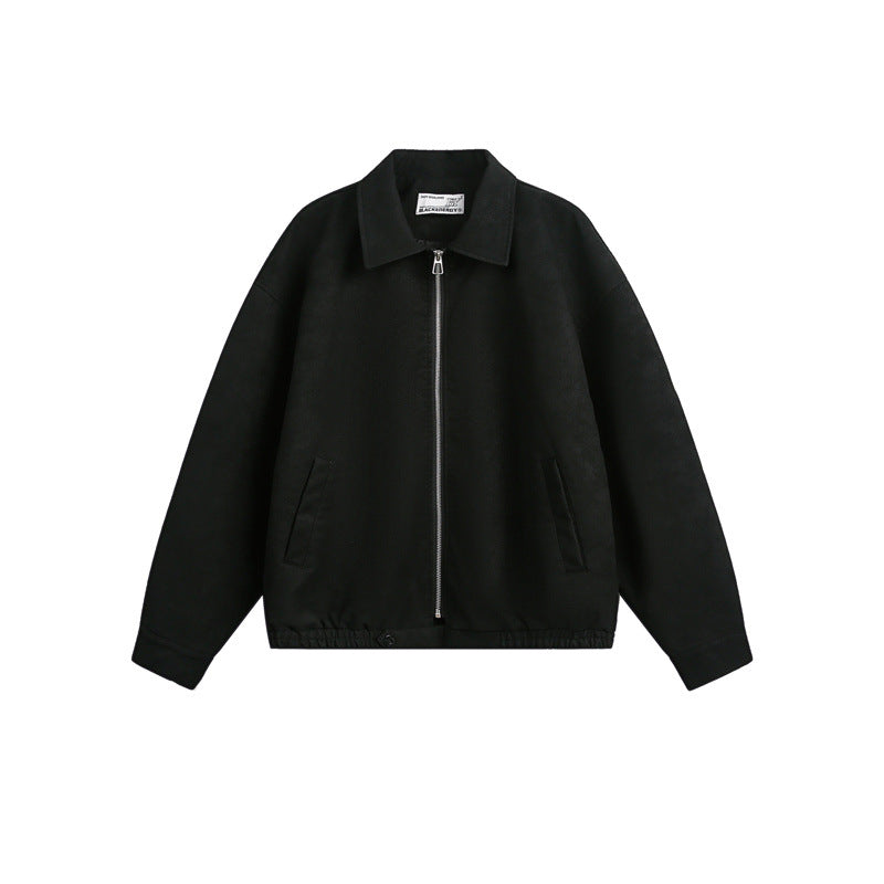 Unisex Boxy-Blousonjacke mit durchgehendem Metallreißverschluss und Hemdkragen Echoarchiv