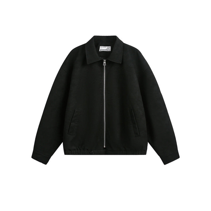Unisex Boxy-Blousonjacke mit durchgehendem Metallreißverschluss und Hemdkragen Echoarchiv