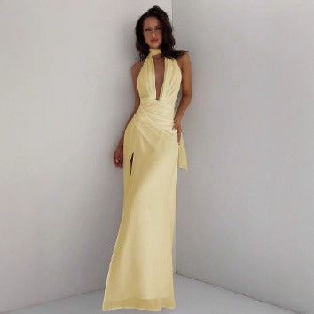 Damen Maxi-Kleid mit tiefem V-Ausschnitt und Wickeldesign Echo Archiv