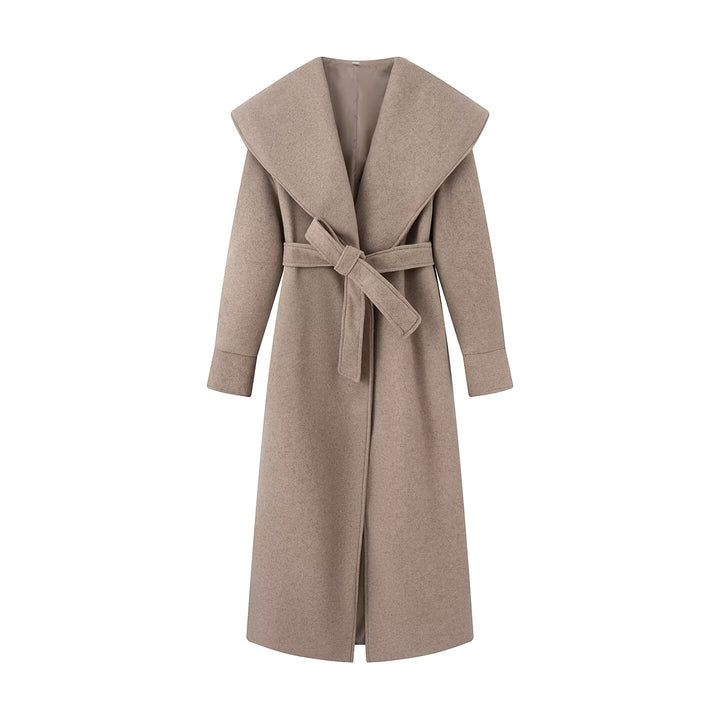Damen Maxi-Mantel mit übergroßem Schalkragen und Bindegürtel Echo Archiv