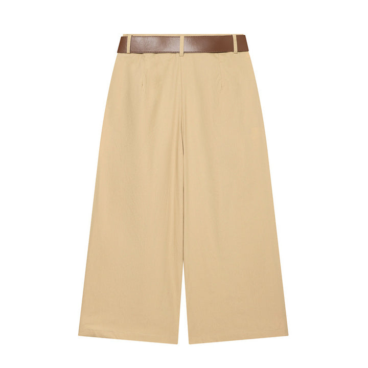 Damen Hochtaillierte Culotte-Hose mit weitem Bein, Kellerfalten und Rundbuckel-Gürtel Echo Archiv