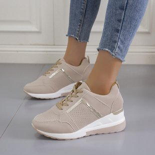 Damen nan sportive Plateau-Sneaker mit perforiertem Microfaser-Obermaterial gepolstertem Komfortfutter und reflektierendem Zierstreifen Echo Archiv