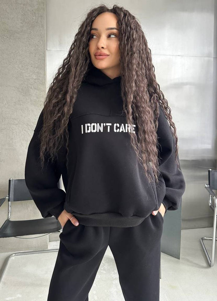 Damen Oversized Hoodie- und Jogginghose-Set aus French-Terry mit Statement-Print – Auréline