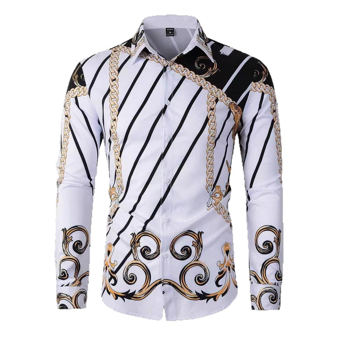 Herren Elegantes Langarmhemd mit auffälligem Druckdesign Echoarchiv