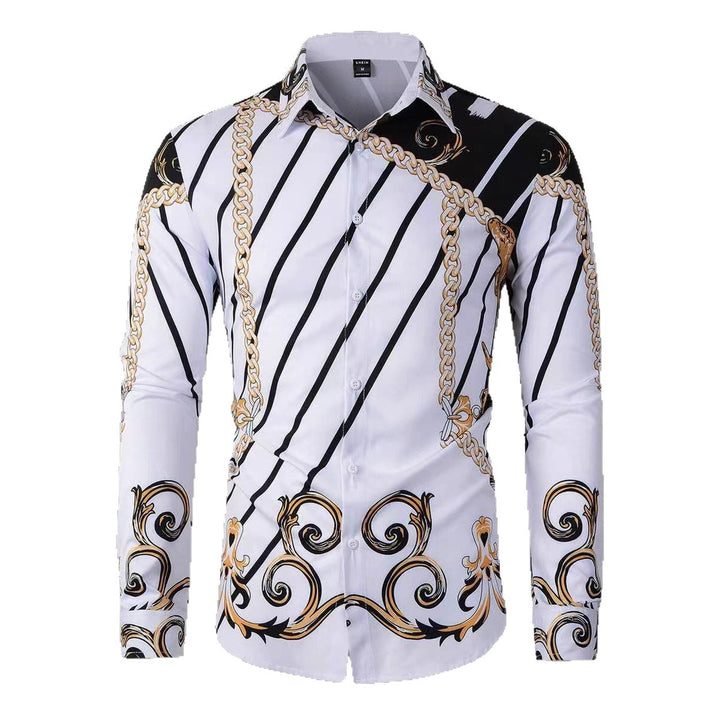Herren Elegantes Langarmhemd mit auffälligem Druckdesign Echoarchiv
