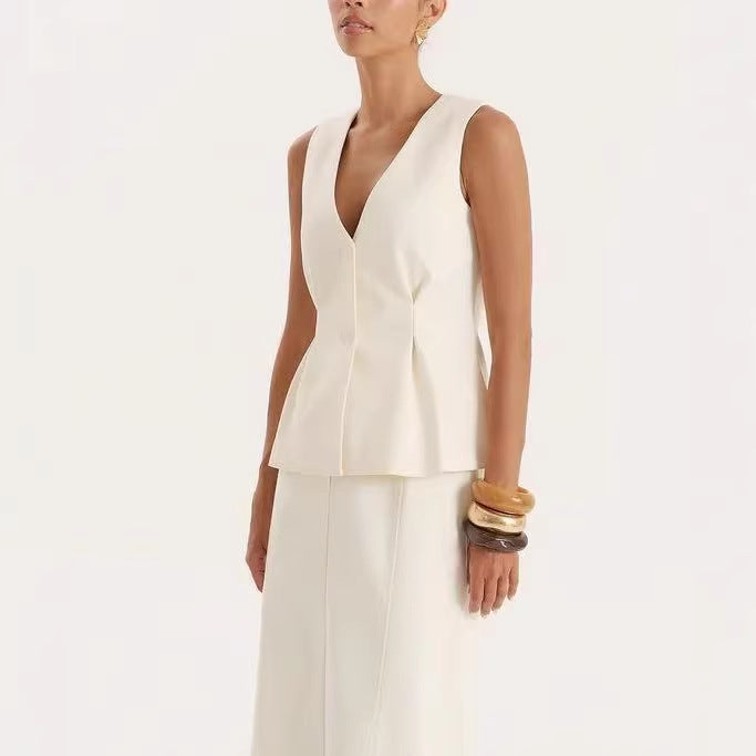 Damen elegante Bluse mit V-Ausschnitt und plissierten Details Echo Archiv