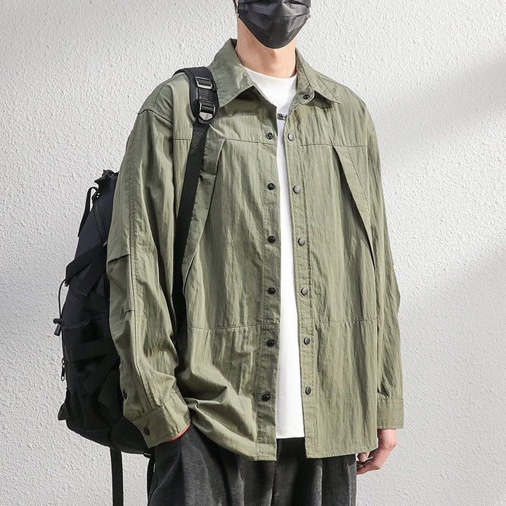 Herren Leichte Overshirt-Hemdjacke im Relaxed-Look mit Druckknopfleiste und Faltendetail Echoarchiv
