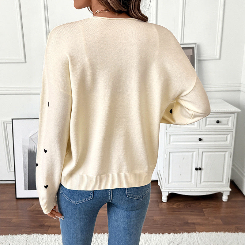 Damen Feinstrick-Cardigan mit dekorativen Schleifenverschlüssen und Herz-Motiv – Veloura