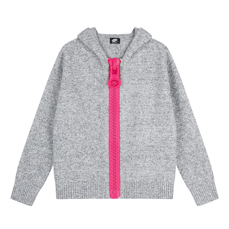 Damen Kapuzen-Strickjacke mit übergroßem Reißverschluss und softem Mohair-Mix Echoarchiv