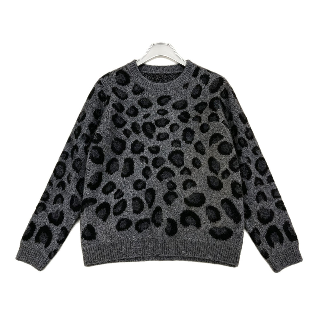 Damen Kuscheliger Rundhalspullover im Leo-Jacquard mit entspanntem Oversize-Schnitt – Mavelle