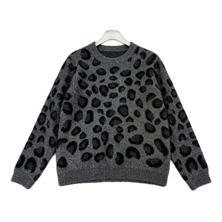 Damen Kuscheliger Rundhalspullover im Leo-Jacquard mit entspanntem Oversize-Schnitt – Mavelle