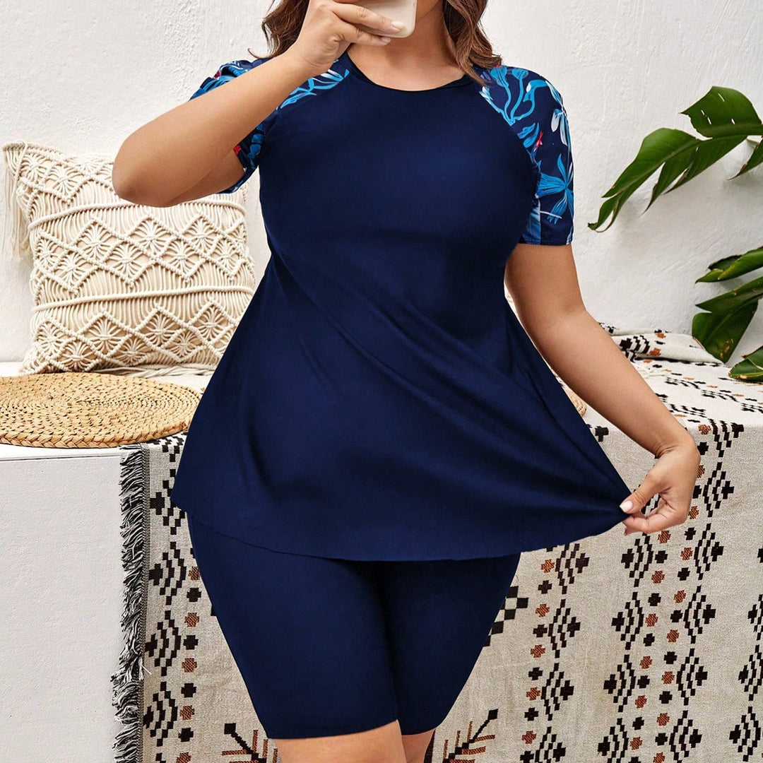 Damen Sportliches Kurzarm-Tops und Radlerhose Set Echo Archiv