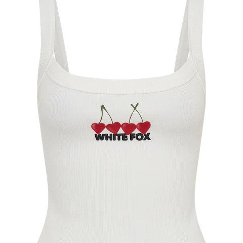 Damen Crop-Top mit Kirschstickerei und elastischem Baumwollmaterial Echo Archiv
