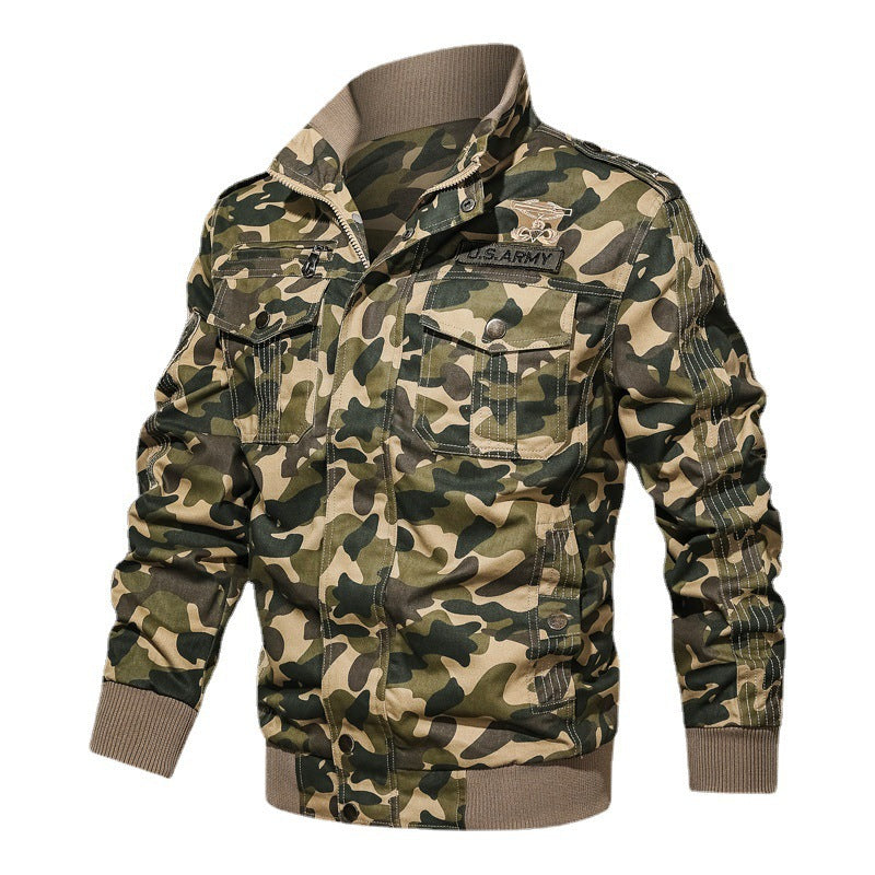 Herren Camouflage-Fieldblouson im Urban-Militärstil mit Rippbündchen und Mehrfach-Taschen Echoarchiv