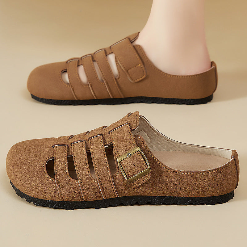 Damen nan geschlossene Sandalen-Halbschuh mit verstellbarer Metallschnalle, atmungsaktiven Cut-Outs und gepolstertem Komfortfußbett Echo Archiv