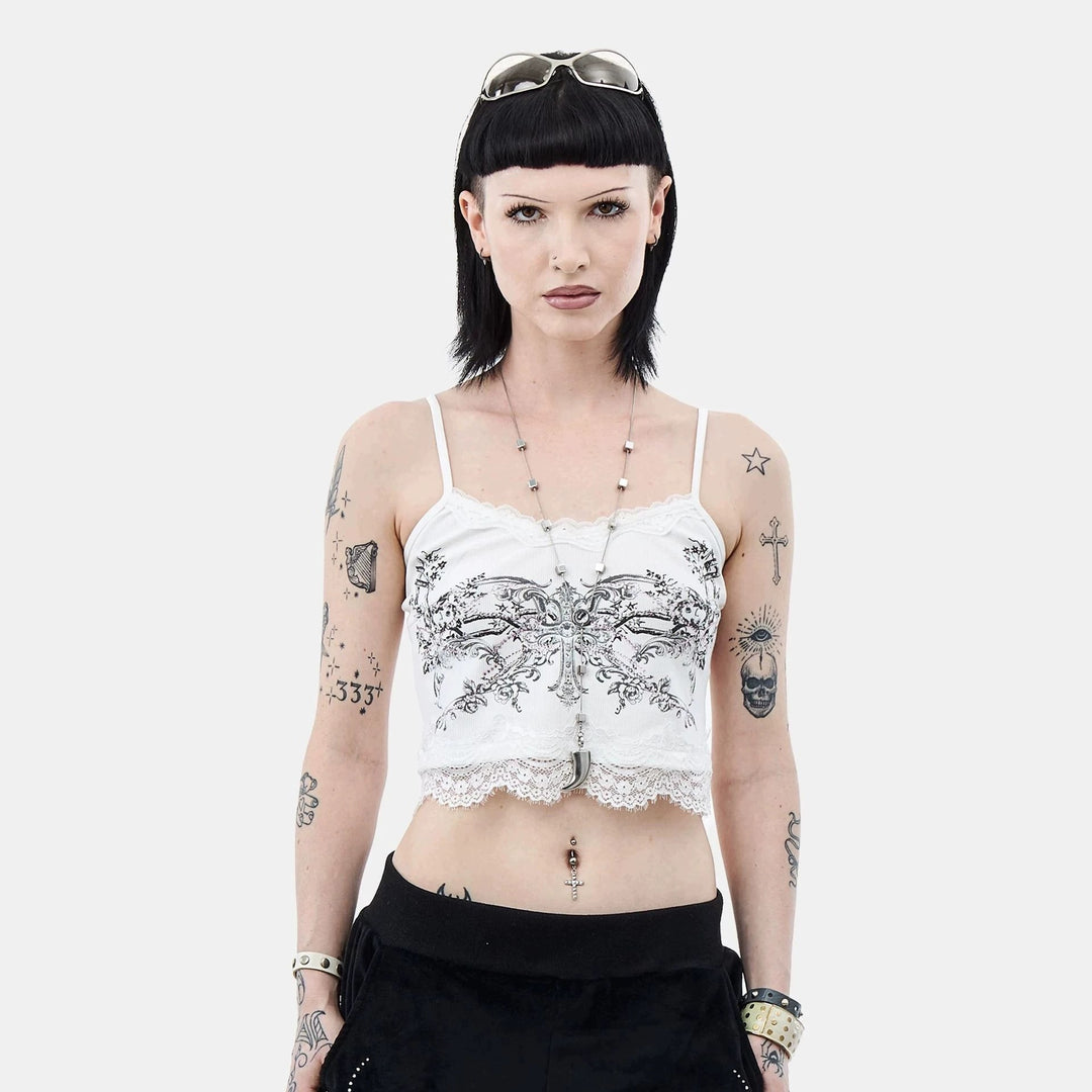 Damen Spitzencamisole mit floralem Druck Echo Archiv