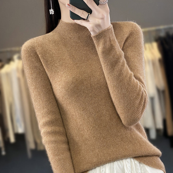 Damen Schlanker Feinstrick-Mockneckpullover aus feinem Angora‑Mix Echoarchiv