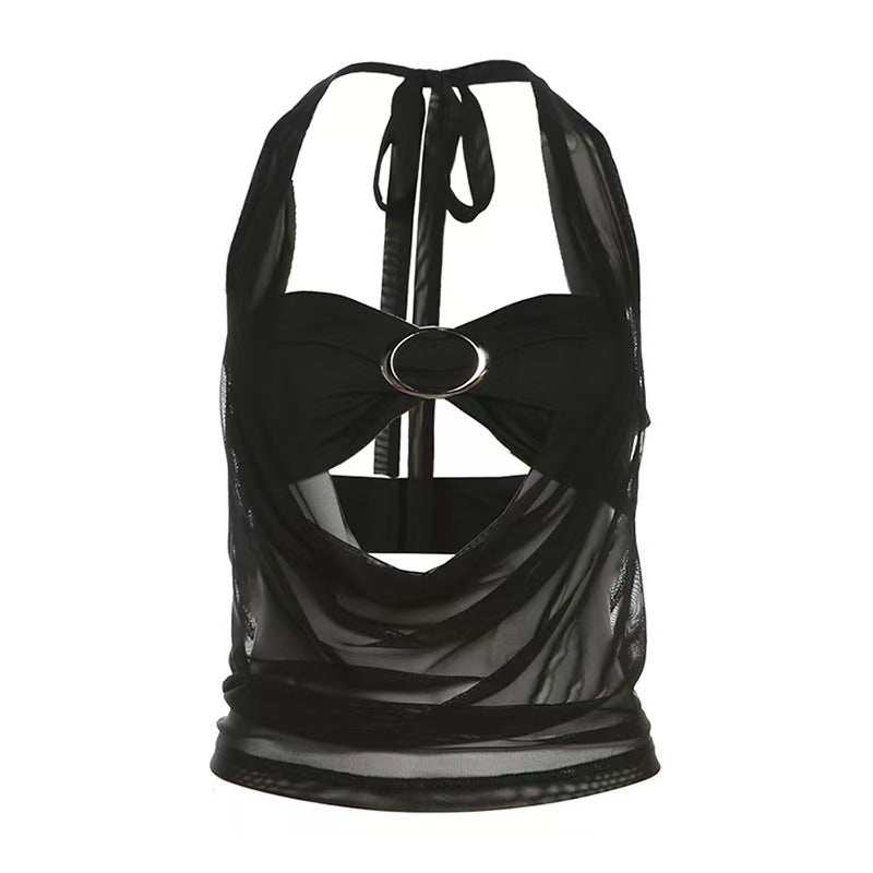 Damen Elegantes und figurbetontes Top mit tiefem Ausschnitt und schimmerndem Band Echo Archiv