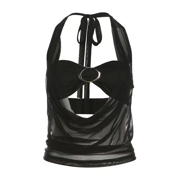 Damen Elegantes und figurbetontes Top mit tiefem Ausschnitt und schimmerndem Band Echo Archiv