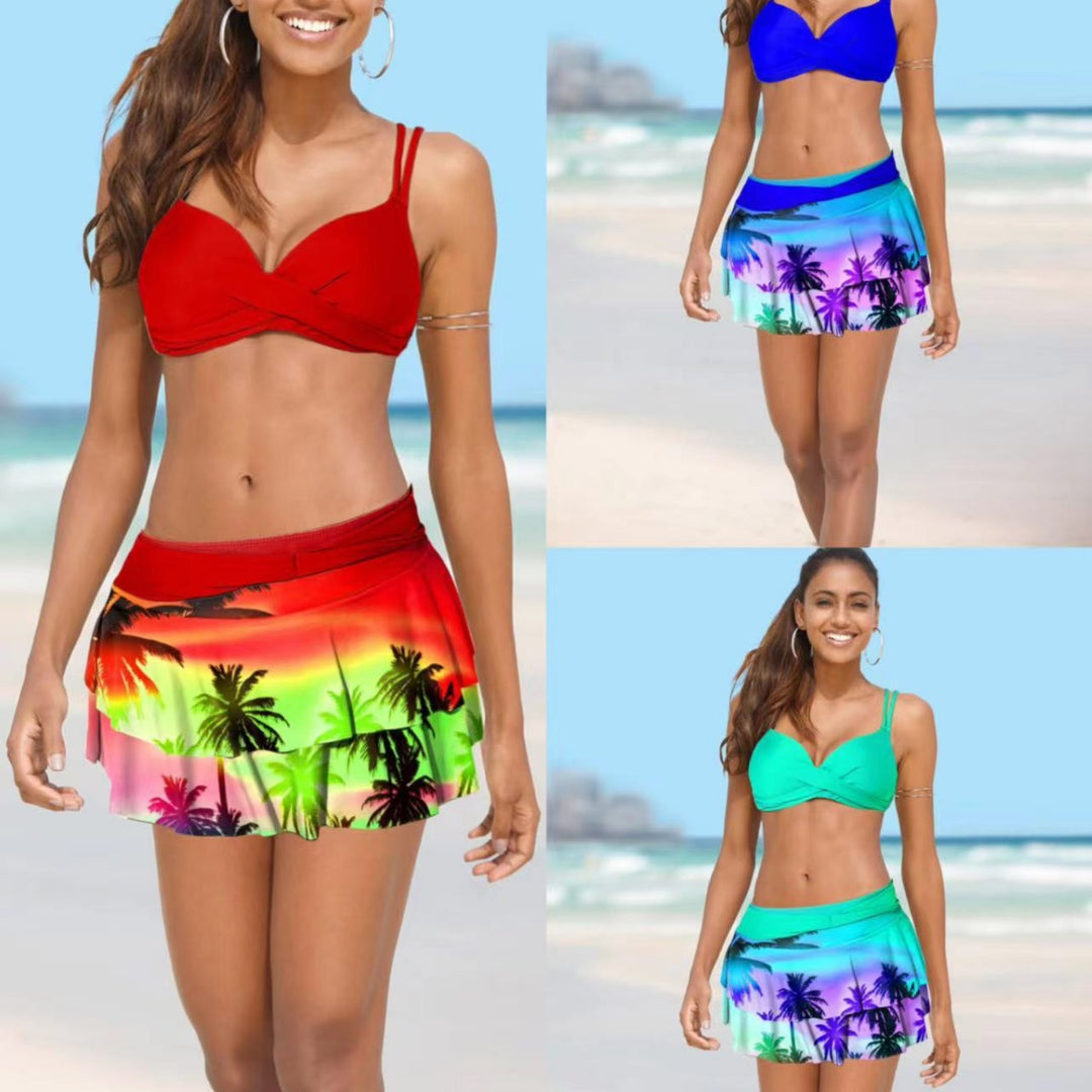 Damen Bikini mit Wickelrock und tropischem Design Echo Archiv