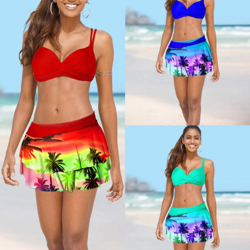 Damen Bikini mit Wickelrock und tropischem Design Echo Archiv
