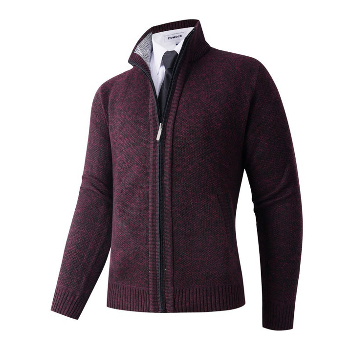 Herren stylische Strickjacke mit hohem Kragen und praktischen Taschen Echoarchiv