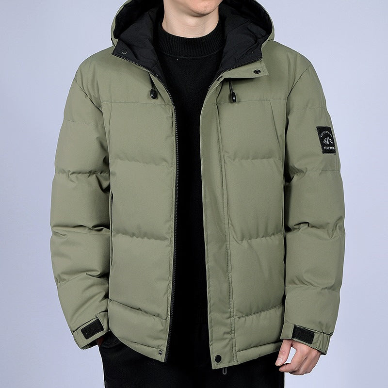 Herren Kurz geschnittene gesteppte Winterjacke mit Kapuze, winddichter Membran & verstellbaren Manschetten Echoarchiv