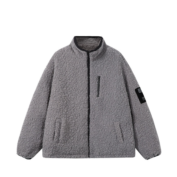 Unisex Teddy‑Fleece Jacke mit Stehkragen, hoher Wärme und kontrastierender Reißverschluss Echoarchiv