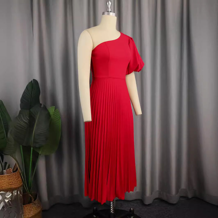Damen Elegantes asymmetrisches Faltenkleid Echo Archiv