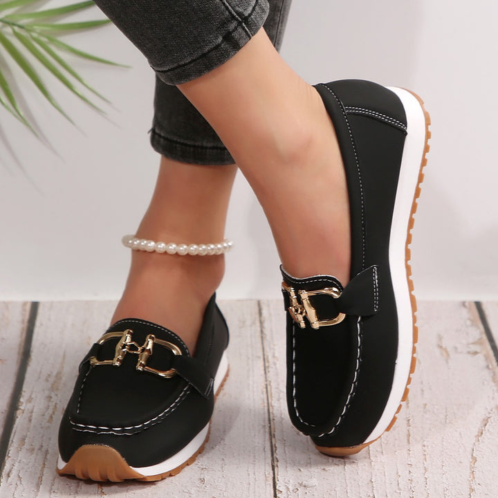 Damen Angesagte Plateau‑Loafer mit Gold‑Horsebit und gepolstertem Komfortfußbett – Lioré